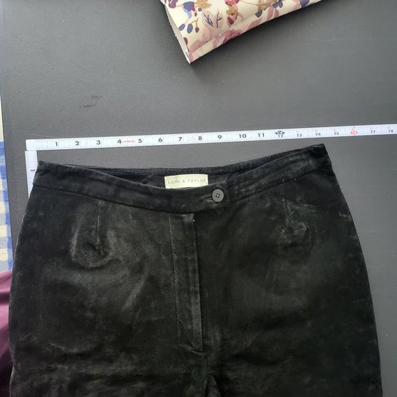 Lord & Taylor Womens Black 100% Suede Leather Pants Size 4 Boho Western Neutral - Picture 8 of 11